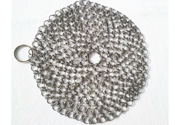 Durable Anti Rust Chain Mail Pan Scrubber With 1.2mmx10mm Rings For Kitchen Cleaning